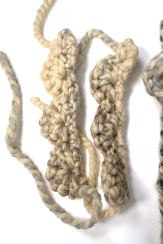 Wool Knit Ponytail Hood and Cuffs