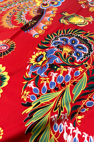 Vintage Silk Knit Fabric "Madder Red"