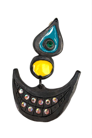 24 kt Gold Plated Ebonized Smile Earrings