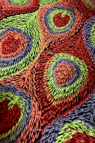 Embroidered Peacock Feather Vintage Fabric Roll