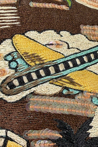 Hand Embroidered and Sequined "Vacation" Pillow