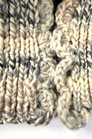 Wool Knit Ponytail Hood and Cuffs