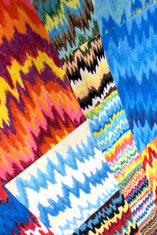 Set of 4 Vintage Satin Fabric Panels "Chevron"