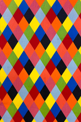 Set of 4 Vintage Knit Fabric Panels "Harlequin"