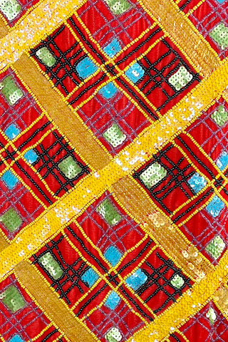 Fall 1996 Todd Oldham Beaded Patchwork Plaid Skirt