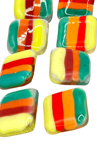 1991 Todd Oldham Hand Cut Slumped Glass Striped Buttons, Set of 8