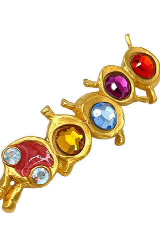 24 kt Gold-Plated Catepillar Hair Pin with Swarovski Crystals