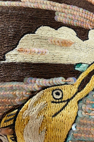 Hand Embroidered and Sequined "Vacation" Pillow