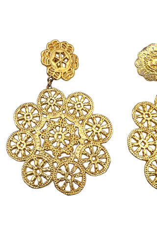 Fall 1993 Todd Oldham 24k Gold-Plated Round Doily Earrings