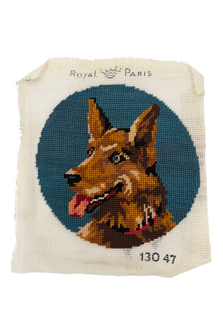 1950s German Shepard Needlepoint Round