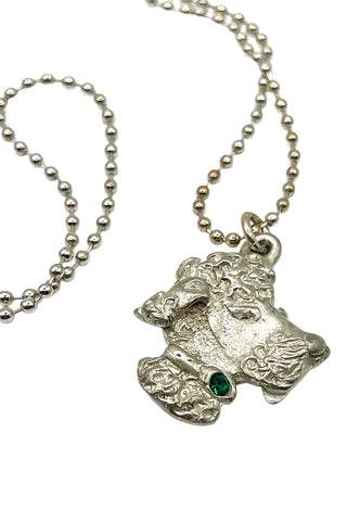 1993 Silver Plated Dog Charm Necklace With Swarovski Crystal