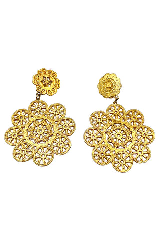 Fall 1993 Todd Oldham 24k Gold-Plated Round Doily Earrings