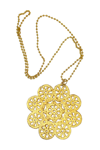 1993 Round Doily 24 kt Gold Plated Charm Necklace