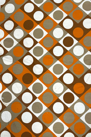 Vintage 1960s Dot Grid Print Rayon Poly, 4.5 Yard Panel
