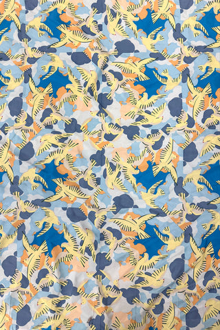 1995 Todd Oldham Dove Print Silk Broadcloth Panel, 4 Yards