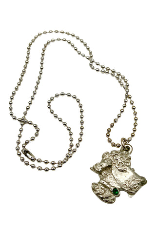 1993 Silver Plated Dog Charm Necklace With Swarovski Crystal