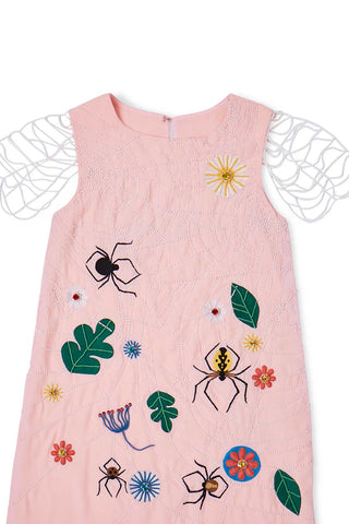 Kids Spiderweb Sequined and Embroidered Party Dress