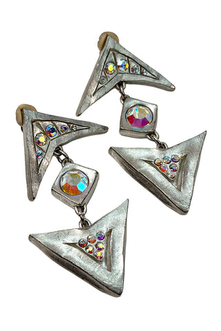 Kenny Scharf Silver Plated Earrings with Swarovski Crystal