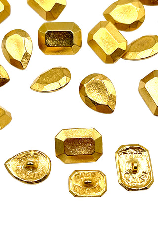 1992 24 kt Gold Plated Faceted Jewel Buttons, Set of 20