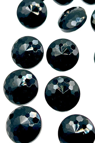 Vintage Todd Oldham Black Faceted Glass Buttons, Set of 20