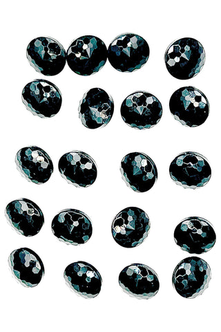 Vintage Todd Oldham Black Faceted Glass Buttons, Set of 20