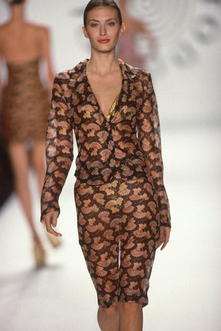 Spring 1998 Todd Oldham Fan Print Silk Stretch Charmeuse, 4 Yard Panel