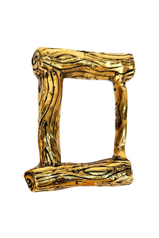 24 kt Ebonized Gold Plated Log Frame Belt Buckle