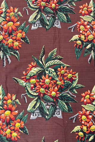 Vintage 1950s Floral Print Cotton Rayon, 2.33 Yard Panel