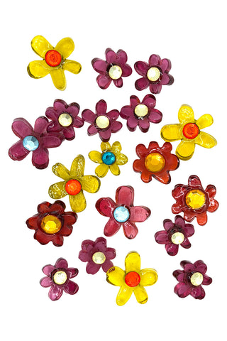 19 Piece VIntage Lucite Mixed Daisy Button Collection