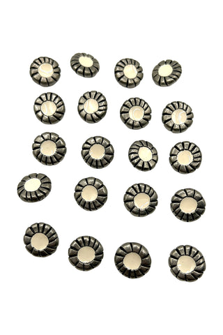 1994 Todd Oldham Ebonized Silver Plated And Enameled Center Flower Buttons, Set of 20