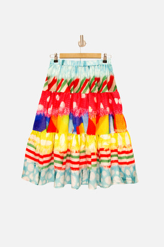 Fabulous Fringed Fabric Print Skirt