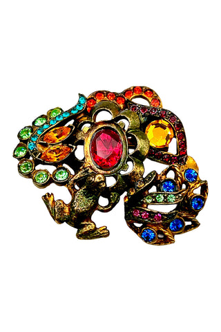 Fall 1996 Todd Oldham 24 kt Gold Plated Ebonized Jewel Encrusted Frog Brooch