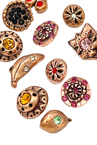 1994 to 1996 Copper Plated Jeweled Button Grab Bag, Set of 24