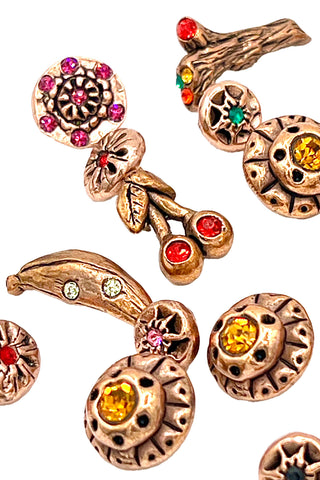 1994 to 1996 Copper Plated Jeweled Button Grab Bag, Set of 24