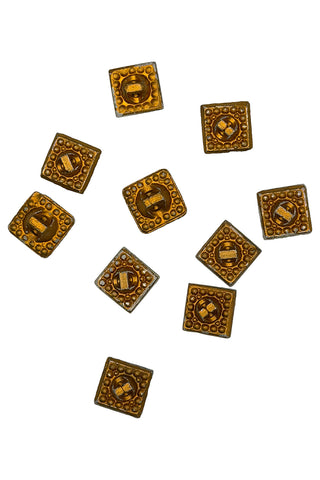 1930s German Faceted Glass Square Buttons 10 Piece Set