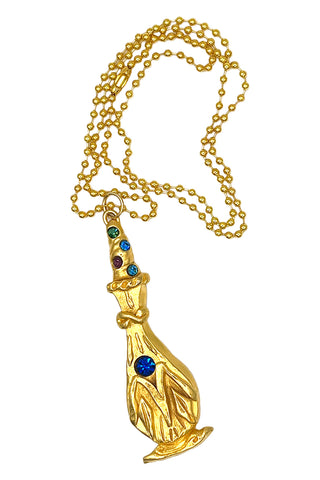 24 kt Gold Plated Empoli Decanter Charm Necklace with Swarovski Crystals