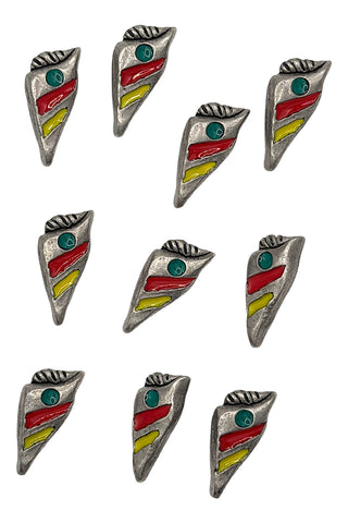 Vintage Todd Oldham Red, Yellow, Blue Semaphore Buttons, Set of 10