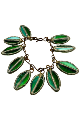 1990 Todd Oldham Handmade Stained Glass Leaf Bracelet