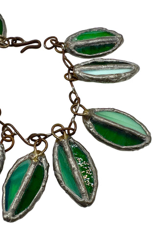1990 Todd Oldham Handmade Stained Glass Leaf Bracelet