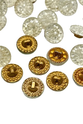 Vintage Textured Glass Buttons, Dimpled Surface, Set of 40