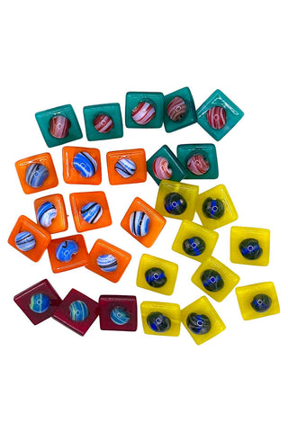 Todd Oldham Handmade Slumped Glass Buttons, Mixed Colors, Set of 28