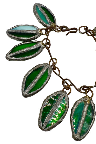 1990 Todd Oldham Handmade Stained Glass Leaf Bracelet