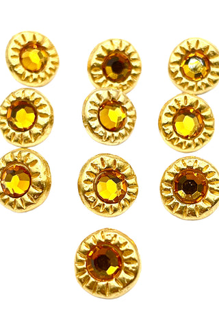 Todd Oldham Vintage 24 kt Gold Plated Sunshine Buttons With Swarovski Crystals, Set of 10
