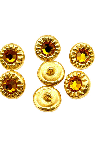 Todd Oldham Vintage 24 kt Gold Plated Sunshine Buttons With Swarovski Crystals, Set of 10
