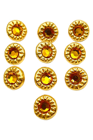 Todd Oldham Vintage 24 kt Gold Plated Sunshine Buttons With Swarovski Crystals, Set of 10