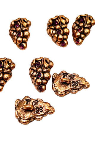 1996 Ebonized Copper Grape Buttons with Swarovski Crystals, Set of 13