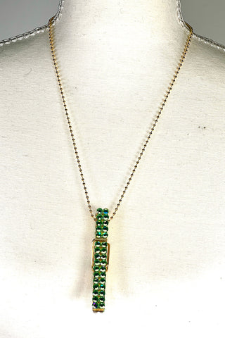 Spring 1995 Todd Oldham 24 kt Gold-Plated Celadon Swarovski Crystal Clothespin