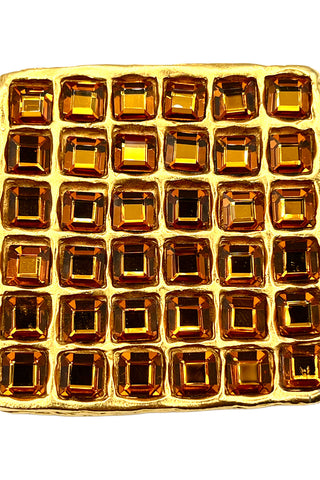Fall 1993 Todd Oldham 24 kt Gold Plated Square Belt Buckle With Gold Swarovski Crystals