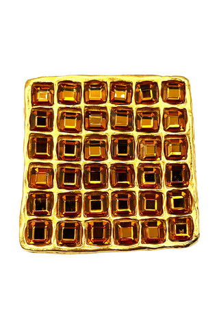 Fall 1993 Todd Oldham 24 kt Gold Plated Square Belt Buckle With Gold Swarovski Crystals