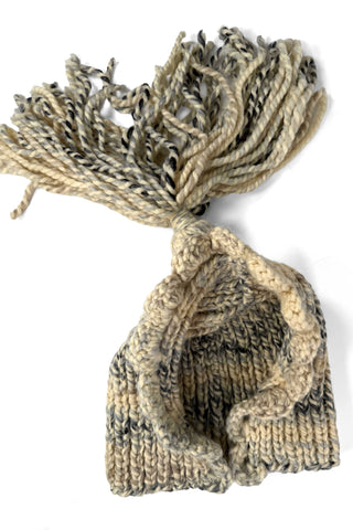 Wool Knit Ponytail Hood and Cuffs